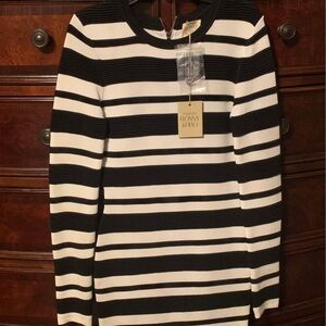 Ronny Kobo Collection Black and White Striped Mini Dress